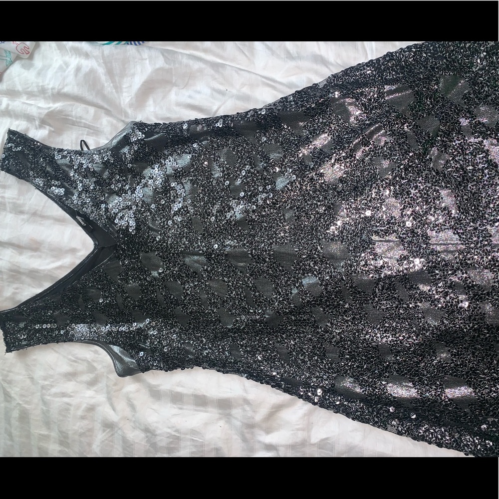 Express black sequin dress